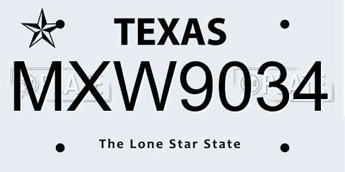 MXW9034 Texas License Plate
