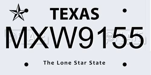 MXW9155 Texas License Plate