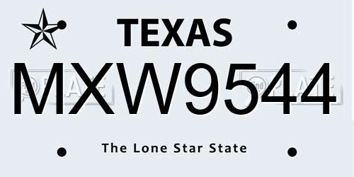MXW9544 Texas License Plate
