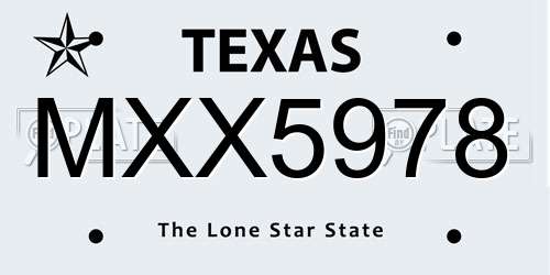 MXX5978 Texas License Plate