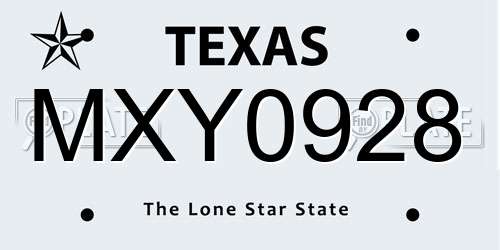 MXY0928 Texas License Plate