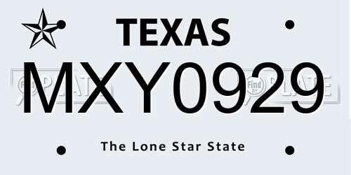 MXY0929 Texas License Plate