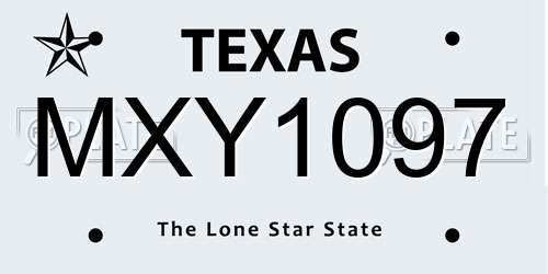 MXY1097 Texas License Plate