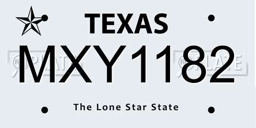 MXY1182 Texas License Plate
