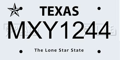 MXY1244 Texas License Plate