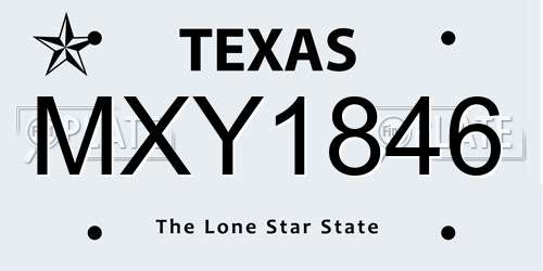 MXY1846 Texas License Plate