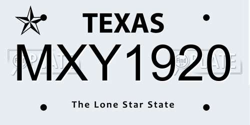 MXY1920 Texas License Plate