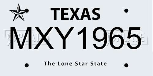 MXY1965 Texas License Plate