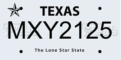 MXY2125 Texas License Plate