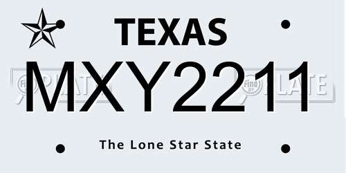 MXY2211 Texas License Plate