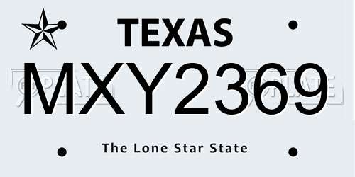 MXY2369 Texas License Plate