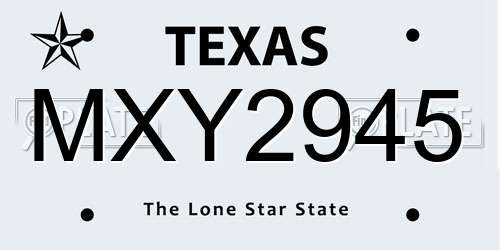 MXY2945 Texas License Plate