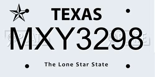MXY3298 Texas License Plate