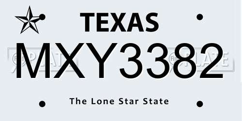 MXY3382 Texas License Plate