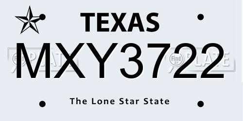 MXY3722 Texas License Plate