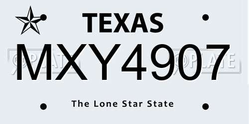 MXY4907 Texas License Plate