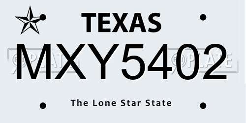 MXY5402 Texas License Plate