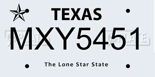 MXY5451 Texas License Plate