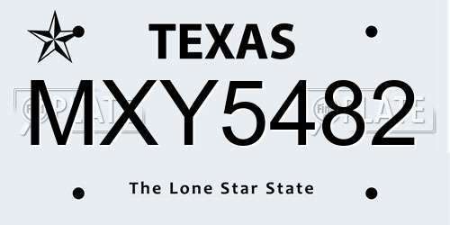 MXY5482 Texas License Plate