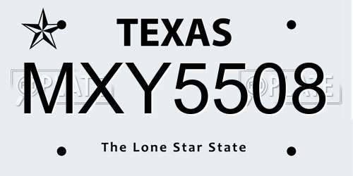 MXY5508 Texas License Plate