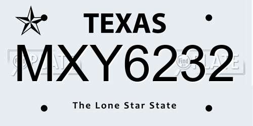 MXY6232 Texas License Plate