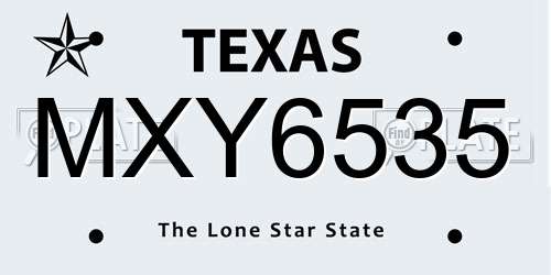 MXY6535 Texas License Plate