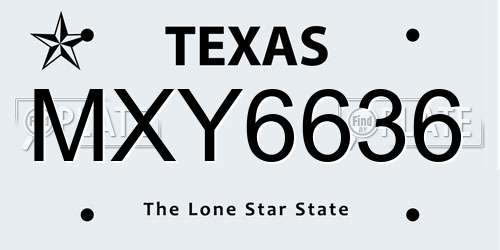 MXY6636 Texas License Plate