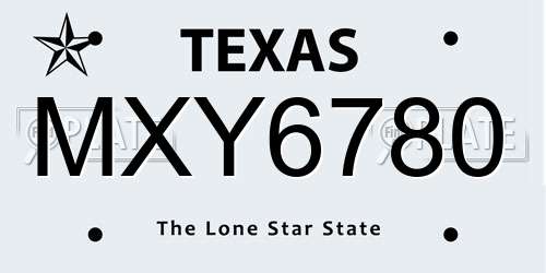 MXY6780 Texas License Plate