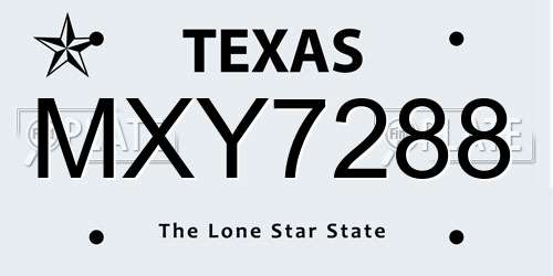 MXY7288 Texas License Plate