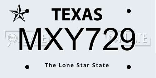 MXY729 Texas License Plate