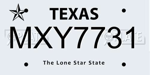 MXY7731 Texas License Plate