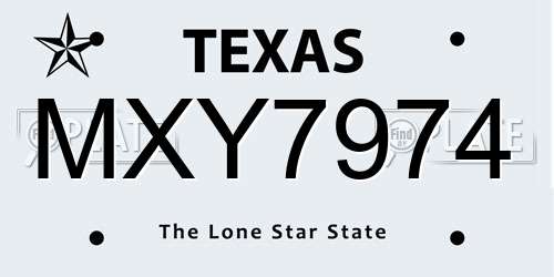 MXY7974 Texas License Plate