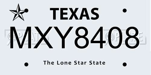 MXY8408 Texas License Plate