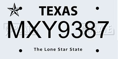 MXY9387 Texas License Plate