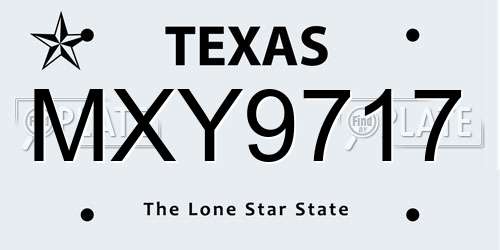 MXY9717 Texas License Plate