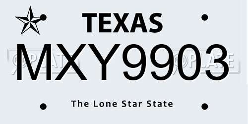 MXY9903 Texas License Plate