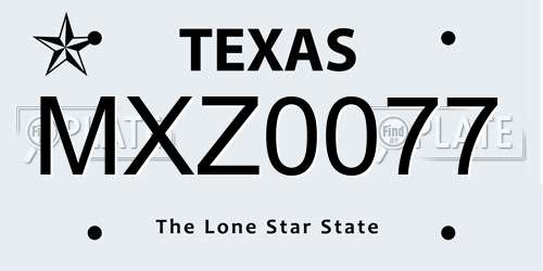 MXZ0077 Texas License Plate