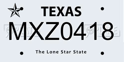 MXZ0418 Texas License Plate