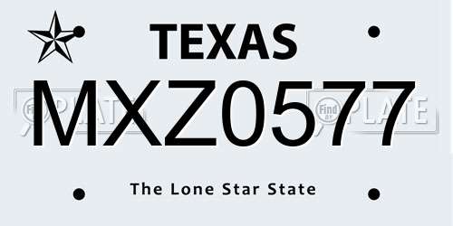 MXZ0577 Texas License Plate