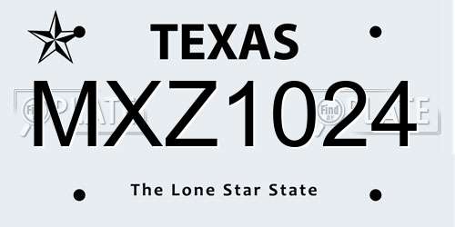 MXZ1024 Texas License Plate