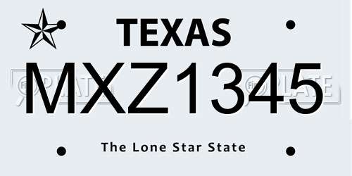 MXZ1345 Texas License Plate