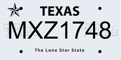 MXZ1748 Texas License Plate
