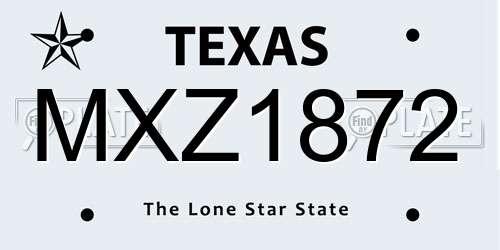 MXZ1872 Texas License Plate