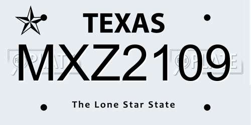 MXZ2109 Texas License Plate