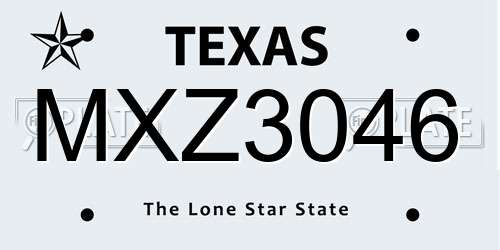 MXZ3046 Texas License Plate
