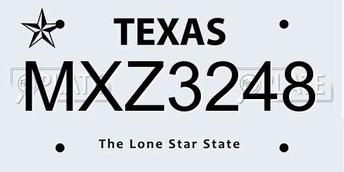 MXZ3248 Texas License Plate