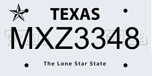 MXZ3348 Texas License Plate
