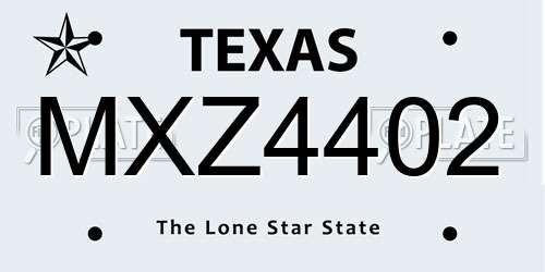 MXZ4402 Texas License Plate