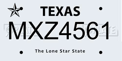 MXZ4561 Texas License Plate