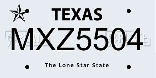 MXZ5504 Texas License Plate